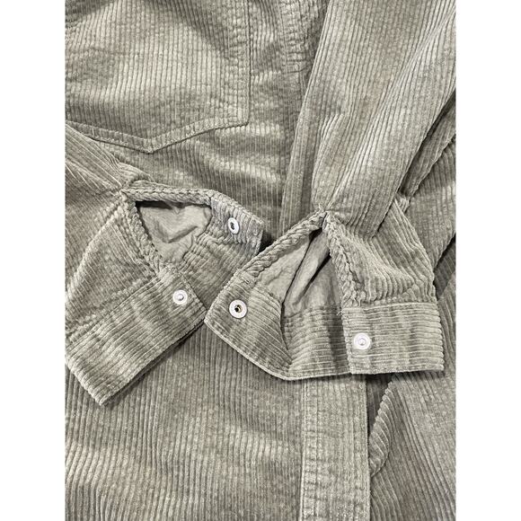 New-Forever 21 Corduroy Green Jacket Shirt Women’s Size Small Snap Button Casual - Picture 11 of 11